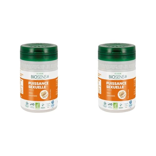 Biosens - Gélule végétale Puissance sexuelle - Maca et Gingembre - Certifié Bio AB Vegan - Fabriqué en France - Actifs 100% Végétaux - Programme de 20 jours - 40 gélules (Lot de 2)