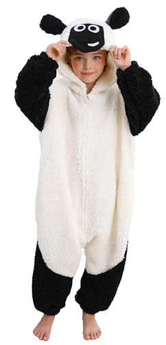 CuteOn Sheep Onesie Kids Animal Pajamas for Boys Girls Halloween Christmas Costume Cosplay Sleepwear 7-8Y