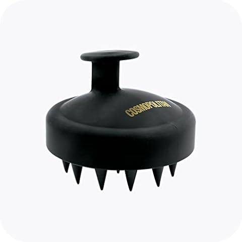Cosmopolitan Hair Scalp Massager, Waterproof Shampoo Brush, Scalp Exfoliator & Head Massager, for Men or Women, Dry Scalps & All Hair Types, Ultra Soft Silicone Scalp Massager, Wet & Dry Use - Black Cover
