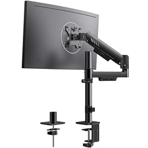 ErGear Brazo de monitor único, soporte de monitor de escritorio ajustable para pantallas de 13-34 pulgadas, hasta 19.8 libras, estabilidad mejorada con abrazadera C integrada, gestión de cables