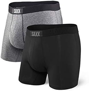 SAXX Underwear Men's Boxer Briefs - ULTRA Men’s Underwear- Boxer Briefs with Built-In BallPark Pouch Support – Boxer Briefs, Pack of 2,Black/Grey,Large