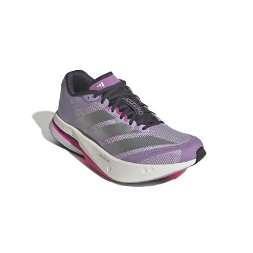 Image of adidas, Womens, Adizero Boston 13 Running Shoes, Powder Plum /Silver Metallic /Shock Pink, 6, B - Medium