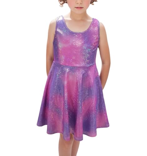 KISSOURBABY Girl's Summer Dresses Sleeveless Swing Midi Casual Sundress Glittery
