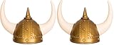 Funny Party Hats Viking Helmet with Horns- Viking Costume Hat - Viking Hat Gold and White