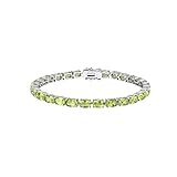 supermodel 925 Sterling Silver 6 * 4mm Natural Peridot Classic Tennis Bracelet for Women Size7.25 In