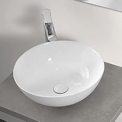 Foto di Inbagno Lavabo da appoggio Ovale 40 cm, Design Moderno in Ceramica con Superficie Antibatterica (Bianco Lucido)