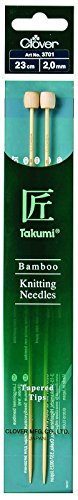clover Takumi Bamboo: Knitting Pins: Single Ended: 23cm x 2.00mm, Wood, 2mm