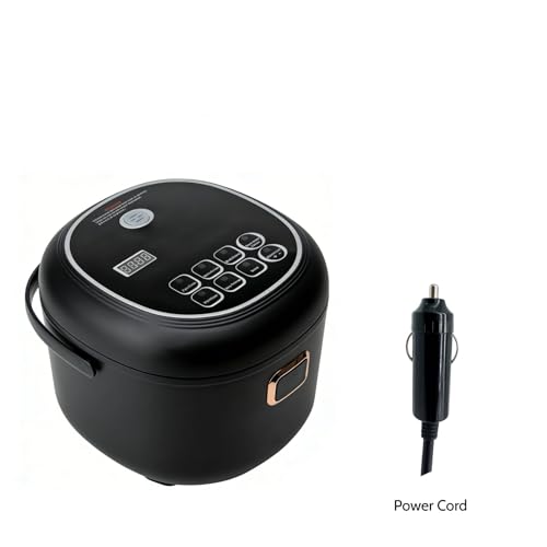 Image of Mini Rice Cooker 2L Electric Lunch Box Food Heater 12V /24V Portable Non-Stick Travel For Car Truck Small Rice Cooker with Steam Tray Cooking Heating and Keeping Warm Function(Black)