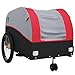 Bike Trailer, Sturdy Iron Bicycle Cart for Heavy Goods, Practical Design with Safety Flag, Black and Red 45 kg