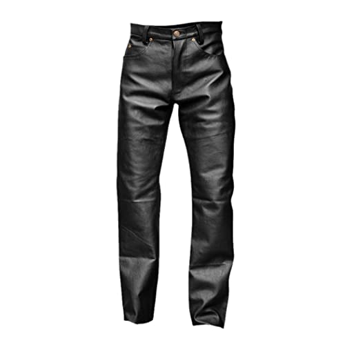Pantalon d'été homme en cuir synthétique de qualité supérieure noir
