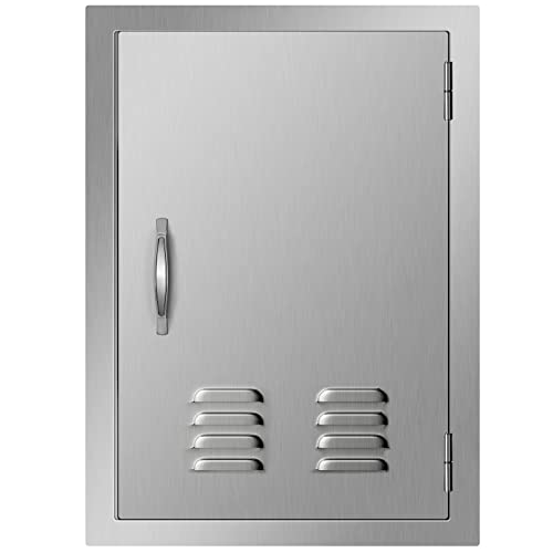 Mophorn BBQ Access Door 17 x 24 Inch Vertical Island Door with Vents Stainless Steel Single Access Door Flush Mount for Outdoor Kitchen