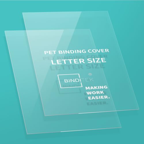 Image of Binditek 7 Mil PET Binding Covers, 8.5 x 11 Inches, Ultra Clear, 100 Pack