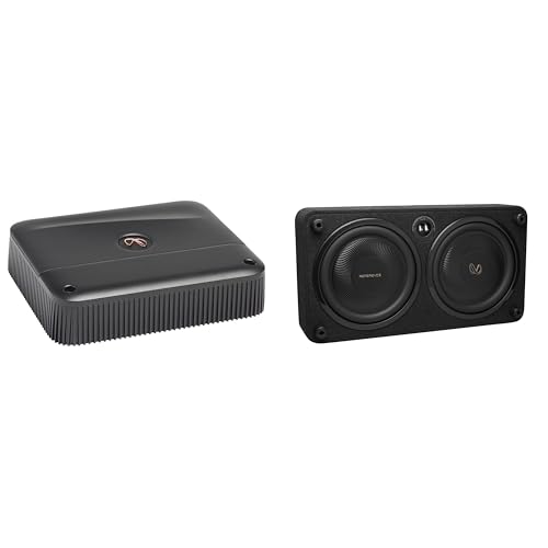 Infinity REFERENCE1200SSL Single 12” Thin Enclosure with Passive Radiator with Infinity Reference-6001A Mono, 600w X 1 Amplifier with Bass Knob