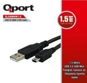 Qport Q Usbkm1.5 1.5 Metre 5Pin Kamera Usb 2.0 Şarj Data Kablosu