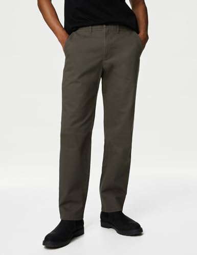 Image of Marks & Spencer Mens Solid Mid Rise Regular Fit Chinos