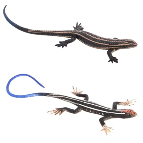 OUDQFCJ 2 unidades de lagarto de juguete de goma, modelo educativo de animal salvaje, regalo para niños, colección de juguetes, accesorios de ciencia y aprendizaje, bromas divertidas