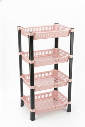 Image of U-Max Multi Tire Kitchen Storage Rack, Plastic Utility Shelf Organiser, Space Saving Storage Solution, Revolving Vegetable Rack (Orange, 4)