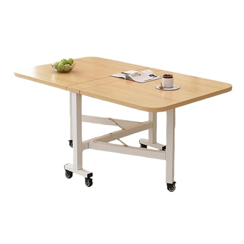 収納付き折りたたみダイニングテーブル キャスター付き 省スペース&多機能デザイン 小部屋やワンルームに最適 おしゃれな木目調テーブル(Style/w,130*80cm)