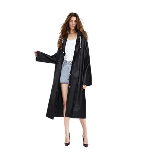 Voarge Eva Regenjacke Regenmantel für Erwachsene, für Damen und Herren Regenbekleidung Regencape Regenjacke Wasserdicht für Wandern Radfahren,XL, Schwarz