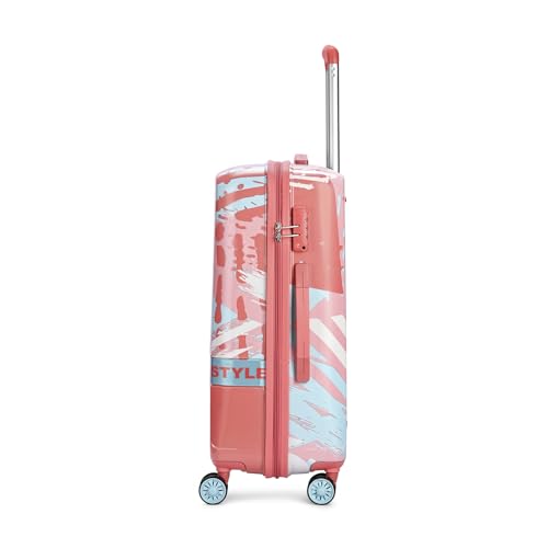 Image of Skybags Wanderlust Check-in Trolley Bag 68cm | Medium | Hard Luggage | Printed 8-Wheel Suitcase | TSA Lock with Anti-Theft Zipper | Polycarbonate | 3 Years International Warranty - Unisex (Pink-White)