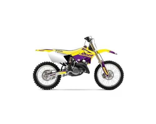 Kit déco moto cross Suzuki 250 RM jaune et violet pour personnaliser votre carrosserie