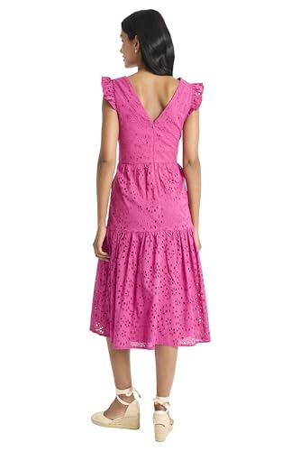 Image of Maggy London Women's Maggy London Women's Dresses Sleeveless V-Neck with Ruffle Shoulder Detail and Tiered Skirt