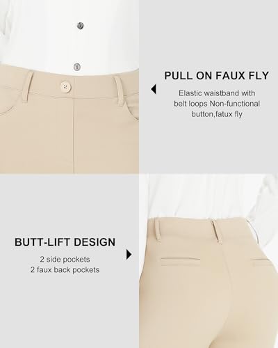 Image of Stelle Women 28 inch /30 inch / 32 inch Bootcut Dress Pants Business Casual Work Pants with Pockets Pull On Regular Slacks for Office