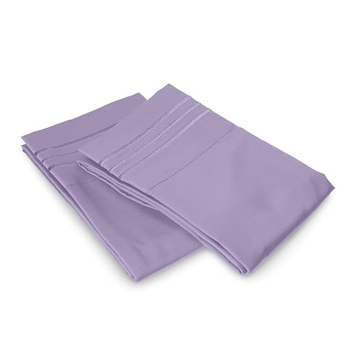 Image of Elegant Comfort Luxury Ultra-Soft 2-Piece Pillowcase Set 1500 Thread Count Egyptian Quality Microfiber Double Brushed-100% Hypoallergenic-Wrinkle Resistant, Standard /Queen Size, Lilac