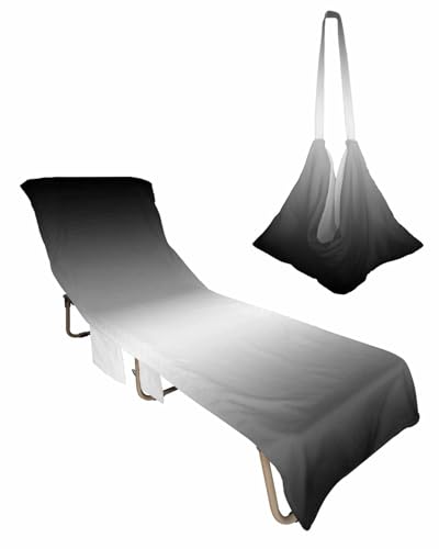 Beach Pool Patio Lounge Chaise Chair Cover Towel with Pockets,Black White Absorbent & Quick Dry Microfiber Towel Cover Bag Summer Travel Accessories Modern Geometric Abstract Minimalist Stripes