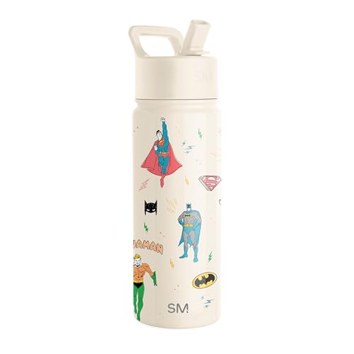 Image of Simple Modern Kids Summit Water Bottle with Straw Lid | DC Comics Superhero 18oz Stainless Steel Cup Insulated Tumbler for Toddlers, School | Super Hero Boys