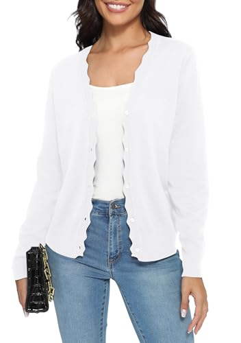 Urban CoCo Women's Lightweight Button Cardigan Sweater Long Sleeve Knit Jacket for Dressy Casual3