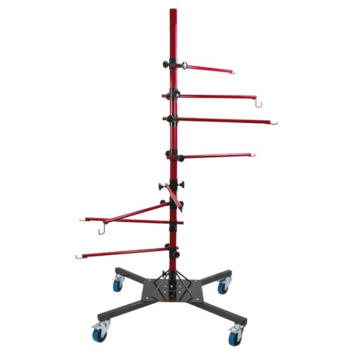 CHAMP Pro Panel Tower - Paint Stand Panel Holder, Painting Rack for Doors, Fenders, Bumpers, Car Parts, 8 Adjustable Arms and Hooks, 4” Locking Casters, 6 ft, Heavy Base, Improves Cycle Time