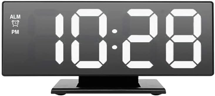 NCKPRO Reloj despertador alimentado por la red eléctrica, reloj digital con espejo LED, multifunción, pantalla de hora, luz nocturna, despertador
