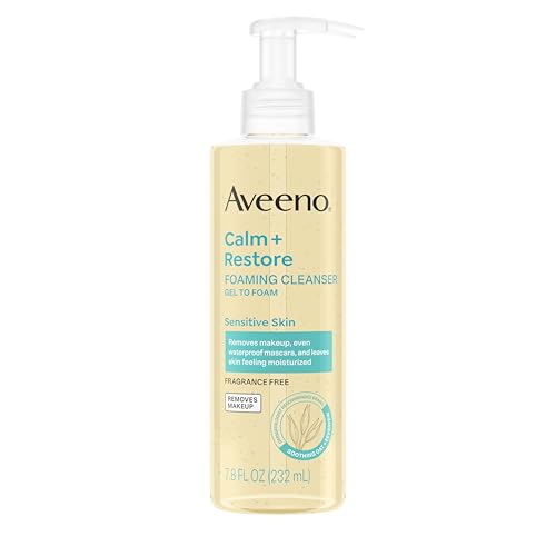 Aveeno Calm + Restore Foaming Cleanser, Daily Face Wash for Sensitive Skin, Gentle Foaming Cleanser...