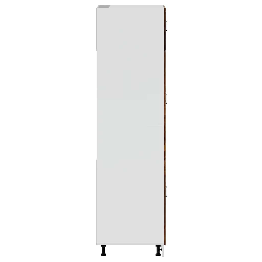 Lucca - Mobile da cucina in legno di rovere affumicato, con molto spazio, piedini regolabili, autoportante, 60 x 57 x 207 cm, ideale come mobiletto sottostanza, credenza per cucina e sala da