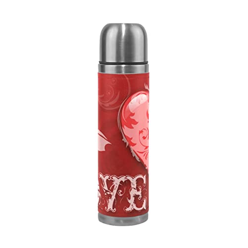 Corazón amor suerte abstracto botella de agua de acero inoxidable aislado al vacío termo 500 ml viaje deporte té café…