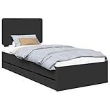 vidaXL Estructura de Cama Negro 100 x 200 cm Madera Ingenieril, Elegante Marco de Cama Rectangular, Mueble Moderno, Almacenamiento Funcional, Madera con cajones Ocultos