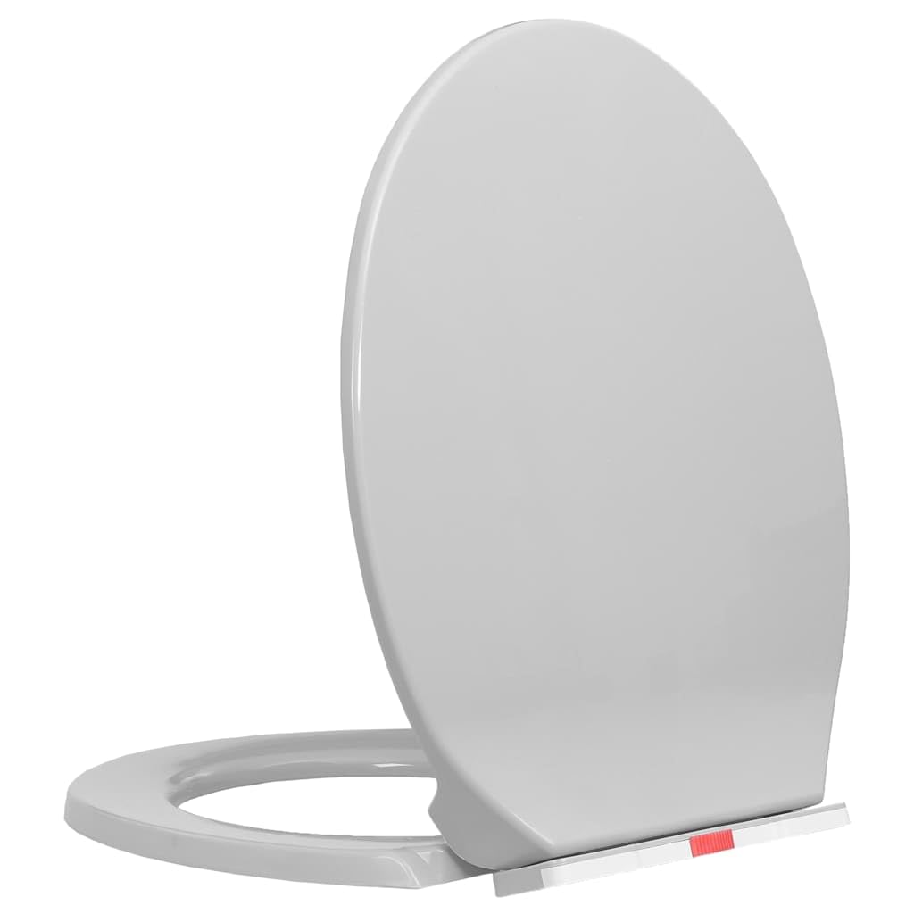 Vidaxl Light Grey Soft-Close Toilet Seat Durable Scratch-Resistant Removable Easy Clean Plastic Toilet Seat Cover Wc Seats Bathroom Seats Oval