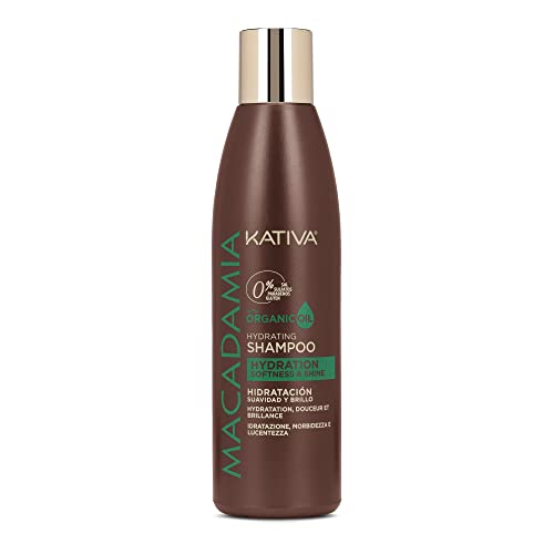 KATIVA Macadamia Hydrating Shampoo, 8.45 Fl Oz, Moisturizes and Strengthens Dry Hair with Organic Macadamia Oil, Sulfate, Gluten, Paraben, and Salt Free