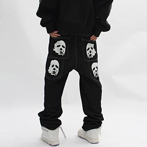 Hip Hop Gothic Denim Pants Streetwear Mens Graphic Print Baggy Punk Rock Jeans Harajuku Casual Loose Jean Trousers2