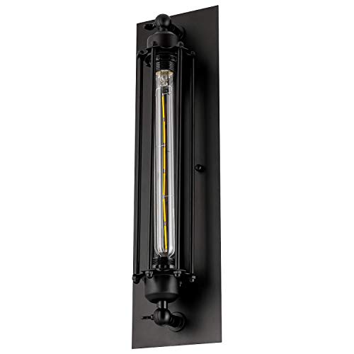 Image of Sunlite 07038-SU Vintage-Inspired Tubular Cage Wall Sconce, Steampunk Industrial Light, Antique Style Metal Fixture, Medium Base Socket (Bulb Not Included), Rustic Farmhouse Design, Matte Black Finish
