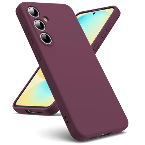 Oududianzi - Funda Compatible con Samsung Galaxy S24 FE 5G [Carcasa de Silicona Líquida][Interior de Microfibra] Carcasa Antigolpes Protección Gel Ultra Suave Funda Samsung S24 FE - Burdeos