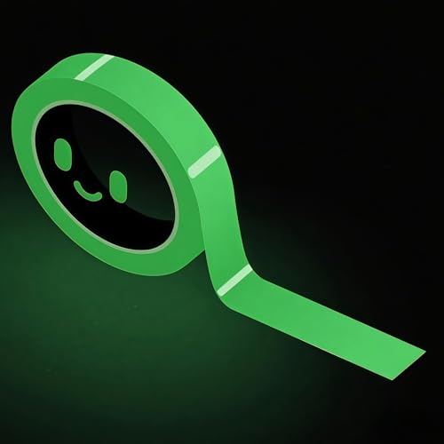 Glow in The Dark Tape 1Inch x 40FT - Fluorescent Glow Tape High-Adhesion Waterproof,Fluorescent Safety Tape, Photoluminescent for Stairs, Bikes, Outdoor Gear,Halloween DIY，Walls and Exit Sign