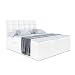 Produktbild ALTDECOR Boxspringbett mit Multipocket-Matratze H4 (20 cm hoch) mit Kokosmatte, Kunstlederbett, Topper (4 cm hoch), Polsterbett mit Kopfteil und Bettkasten - BRUGO - 160x200 - Weiß Kunstleder