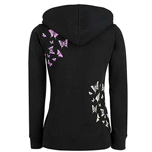 Biuu Women Skull Printed Hoodies Sweatshirt Plus Size Steampunk Gothic Kangroo Pockets Jacket Tops For Flower Rose Couple's Gift Clown Zombie Jean Rabbit Bunny, Pink, X-Large (210825) #TOP2
