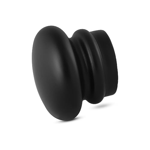 Image of FAPBADRI Simple Curtain End Caps /Finials for a 1 inch Pipe /Rod, Material - Wooden, Color - Black, 2 Pieces