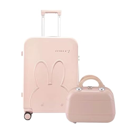 MUdson Trunk High Appearance Travel Luggage Level Pull Bar Box Candy Color Suitcase Travel Box Boarding Box Internet Trend Bag Durable (Color : Pink(A Set), Size : 24