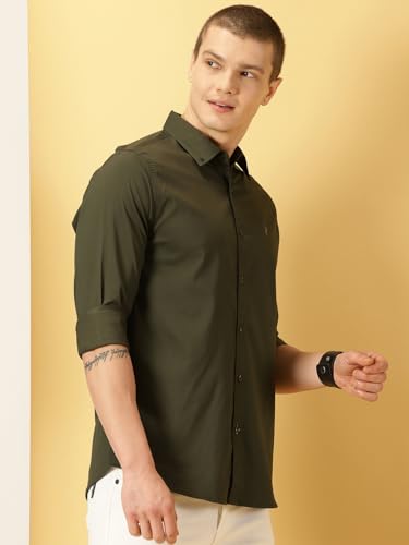 Image of Thomas Scott Men's Cricket Club Collection Classic Regular Fit Twill Shirt | 100% Cotton Long Sleeve Solid Shirt with Button Down Collar (Available in Plus Size)
