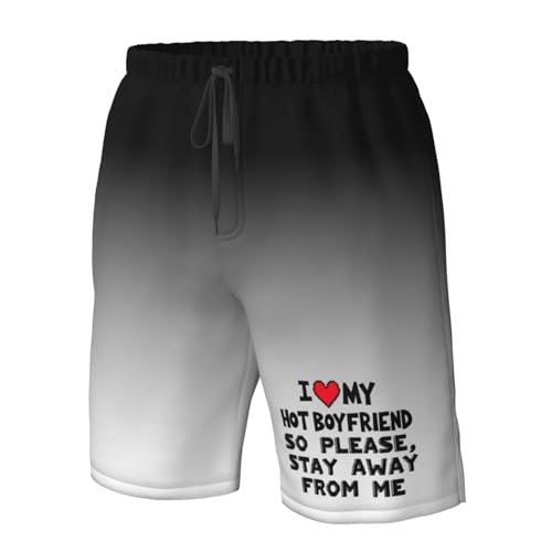 Men's Swim Trunks Bathing Suit Hawaiian Swimsuits I Love My Hot Boyfriend So Please Stay Away from Me Beach Shorts,4
