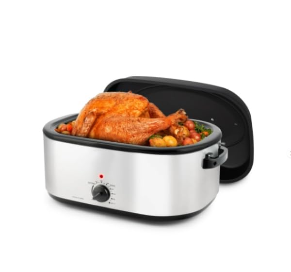 22Qt Roaster Oven with High-Dome Lid, Large Electric Roaster, Stainless Steel Rack, Self-Basting & Adjustable Temperature